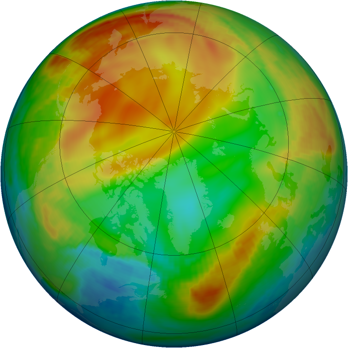 Arctic ozone map for 08 January 1998